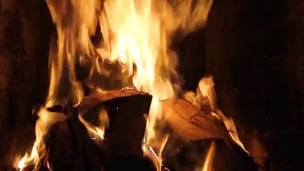 Quemando Fuego Chimenea Casa Invierno Cálido Confort Fuego Naranja Carbón — Vídeo de stock