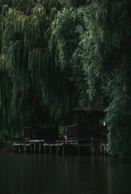 Nehir kenarındaki güzel iskele. Oturma alanı olan iskele.