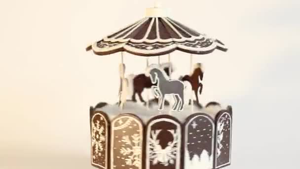 Festive Carousel Horses Clean Background Screensaver Video Advertising — Stock Video