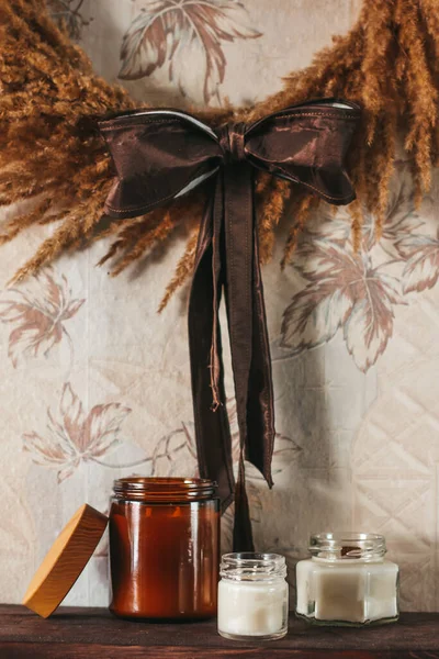 Scented Candles Interior Interior Details Milky Brown Colors Candles Glass — Photo