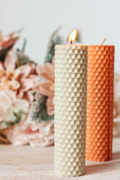 Wax Decorative Candles Honeycomb Candles Multi Colored Tall Candles Interior — Photo