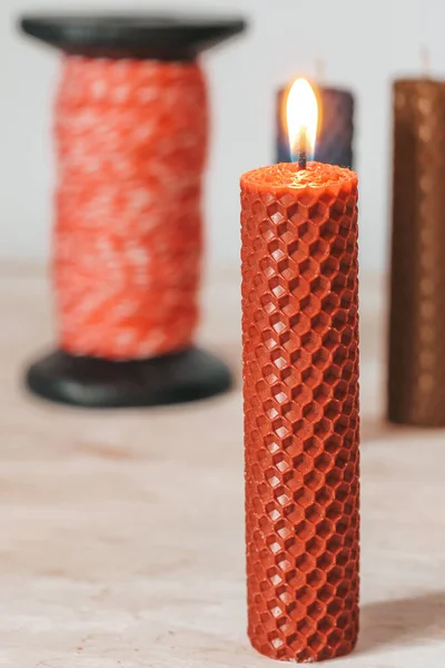 Wax Decorative Candles Honeycomb Candles Multi Colored Tall Candles Interior — Photo