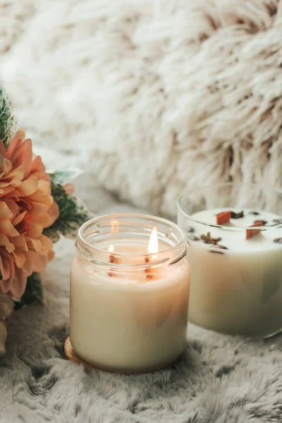 Scented Candles Interior Interior Details Milk Colors Candles Glass — Photo
