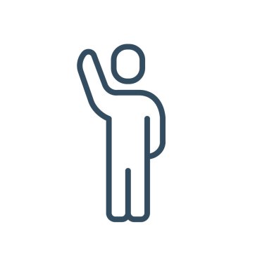 Person With Raised Hand Outline Editable line Icon