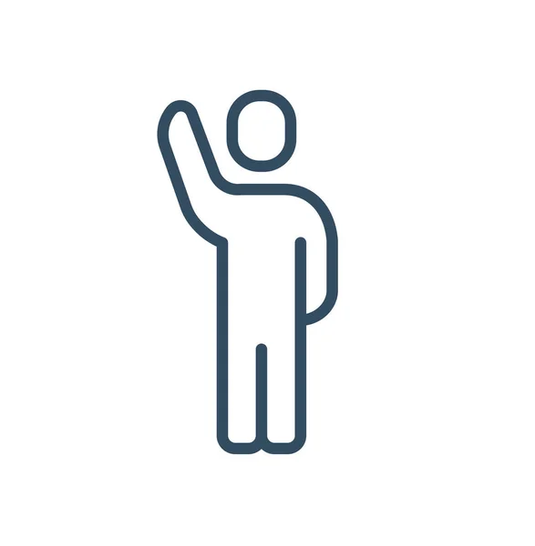 Person Raised Hand Outline Editable Line Icon — Archivo Imágenes Vectoriales