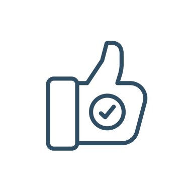 Thumbs up, Like with check mark, Testimonials and feedback editable line icon. Customer Satisfaction and Service Rating linear icons. Review and Customer relationship management outline vector simple sign
