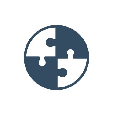 Puzzle pieces and problem solving icon or logo line art style. Outline puzzle game fully editable concept. puzzles and solutions, compatibility illustration.