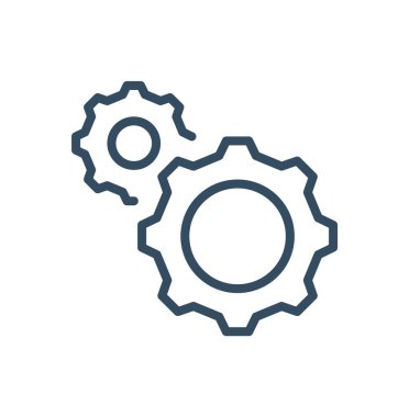 Gears wheel line icon for web, mobile and infographics. Vector dark grey icon isolated on light white background.