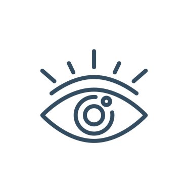 Eyesight symbol. Retina scan eye or Eye silhouette icon for web, mobile and infographics. Vector dark grey icon isolated on light white background.