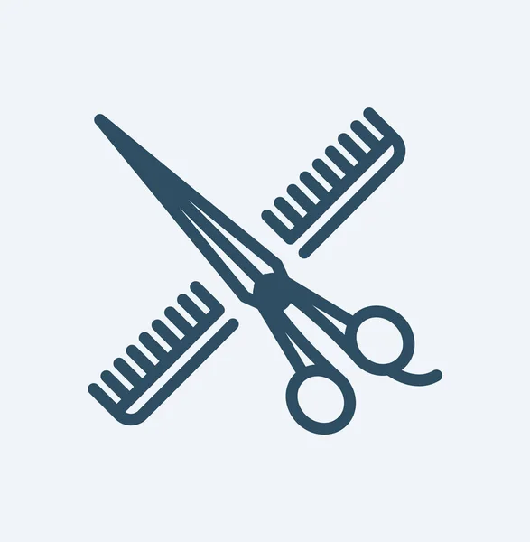 Scissors Hairbrush Graphic Editable Line Icon Sign Crossed Scissors Hairbrush — Zdjęcie stockowe