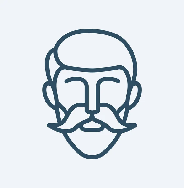 Icon Man Beard Mustache Hipster Line Illustration — Stockfoto