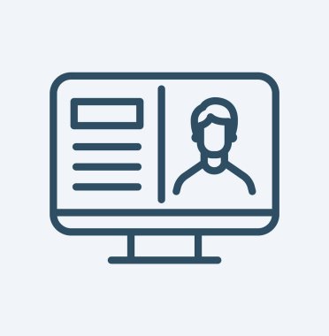 Web sitesi hesabı profil arabirim. Dizüstü ekran. Vektör düz çizgi kontur simgesini.