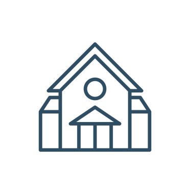 Okul bina simgesini düz stil. Üniversite eğitim vektör çizim üzerinde beyaz arka plan izole. Banka, hükümet iş kavramı.