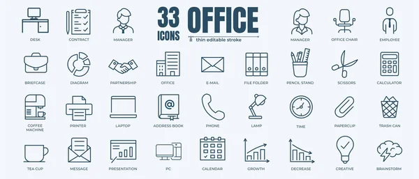 Einfaches Set Von Symbolen Für Office Business Und Management Zusammenhang — Stockvektor
