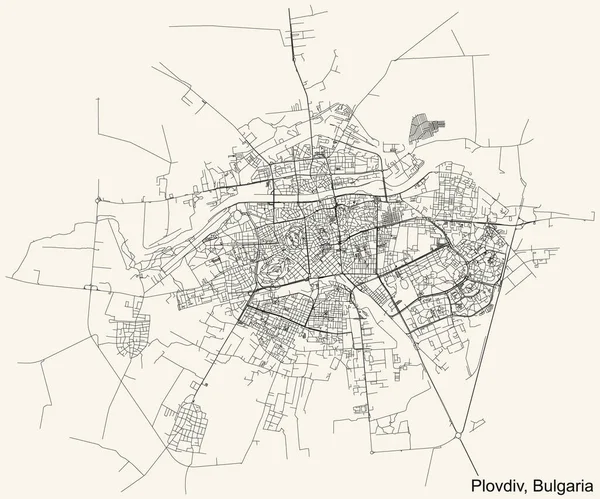 Detailed Navigation Urban Street Roads Map Vintage Beige Background Bulgarian — Stock Vector