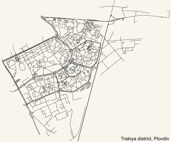 Navegación Detallada Calle Urbana Mapa Sobre Fondo Beige Vintage Del — Vector de stock
