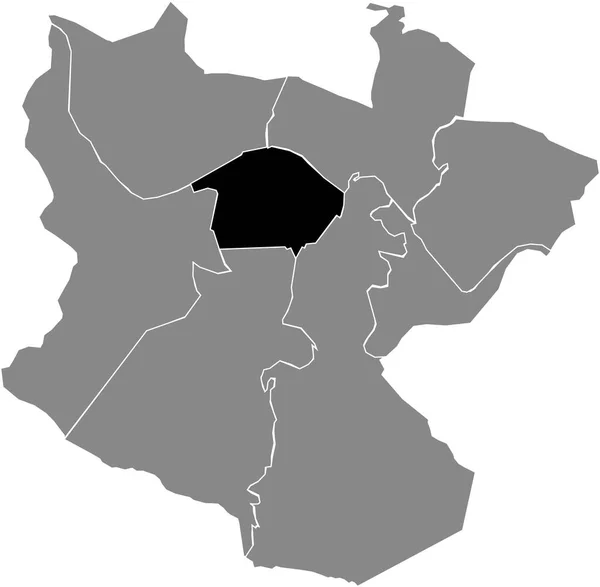 スペインのビルバオ市のスペイン地方首都の灰色の都市部の地図の中のアバンド地区の黒い場所の地図 — ストックベクタ
