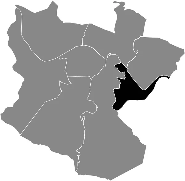 Mappa Della Posizione Nera Del Distretto Begoa All Interno Dei — Vettoriale Stock
