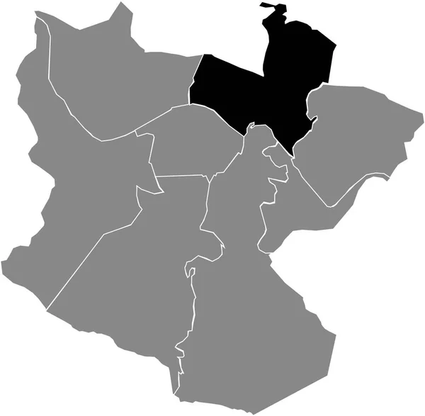 Czarna Mapa Lokalizacji Okręgu Uribarri Szarych Dzielnicach Miasta Bilbao Hiszpania — Wektor stockowy