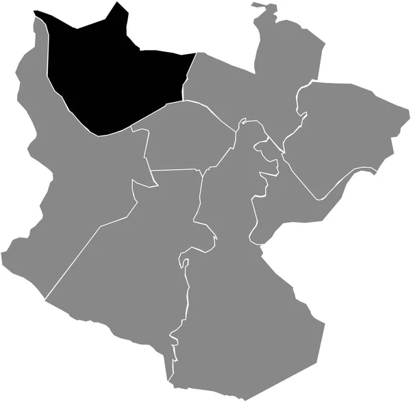 Mappa Della Posizione Nera Del Distretto Deusto All Interno Dei — Vettoriale Stock