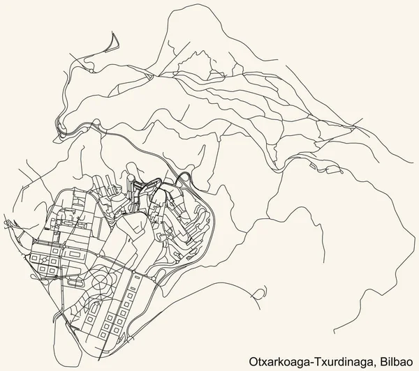 Подробная Карта Дорог Городской Навигации Винтажном Бежевом Фоне Квартала Otxarkoaga — стоковый вектор