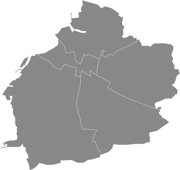 Enkel Blank Grå Vektorkarta Med Vita Gränser Malms Urbana Stadsdelar — Stock vektor