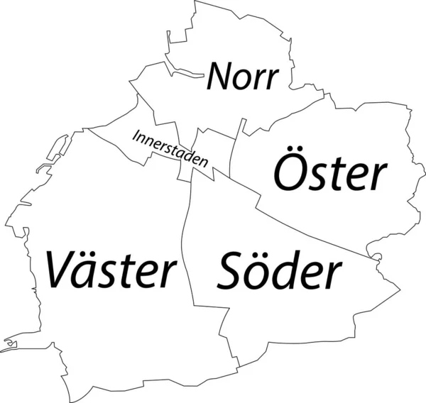 테두리가 지도와 스웨덴 구역의 — 스톡 벡터