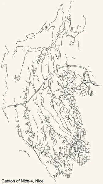 Navigation Détaillée Carte Routière Urbaine Sur Fond Beige Vintage Quartier — Image vectorielle