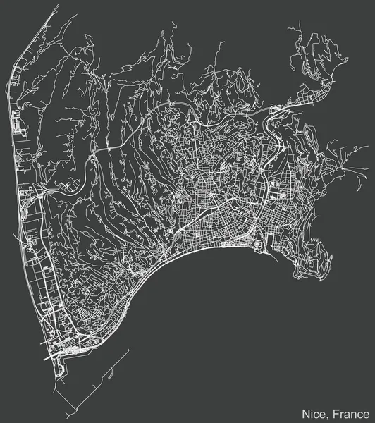 Detailní Negativní Navigace Městské Ulice Mapa Tmavě Šedém Pozadí Francouzského — Stockový vektor
