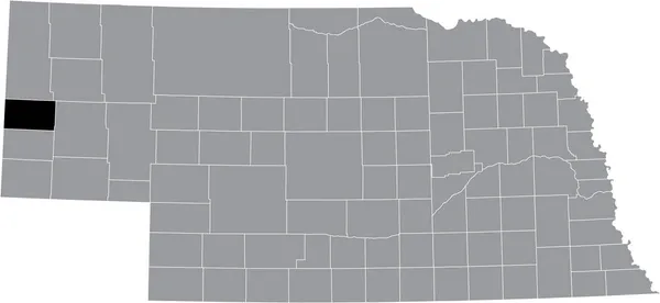 Černá Zvýrazněná Mapa Scotts Bluff County Uvnitř Šedé Mapy Federálního — Stockový vektor