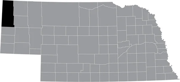 Abd Nin Nebraska Eyaletinin Gri Haritasında Sioux County Nin Siyah — Stok Vektör