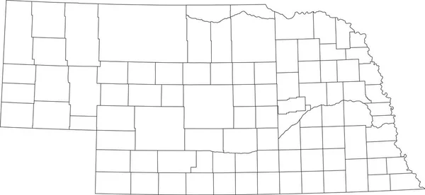 联邦内布拉斯加州白色空白矢量图 其各州的边界为黑色 — 图库矢量图片