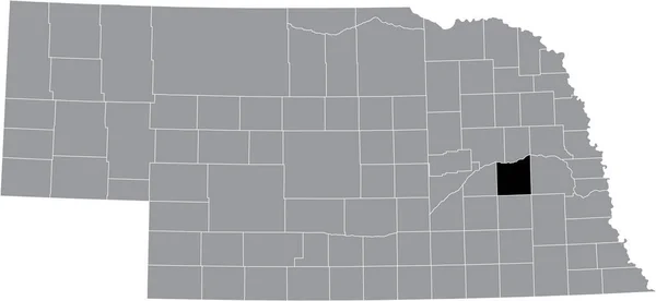 Abd Nin Nebraska Eyaletinin Gri Haritasında Butler County Nin Siyah — Stok Vektör