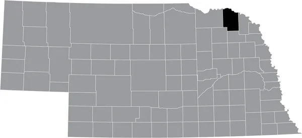 Abd Nin Nebraska Eyaletinin Gri Haritasında Cedar County Nin Siyah — Stok Vektör