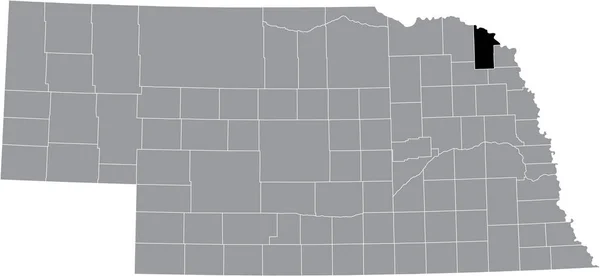 ネブラスカ州の灰色の地図の中のディクソン郡の黒いハイライトされた場所 — ストックベクタ