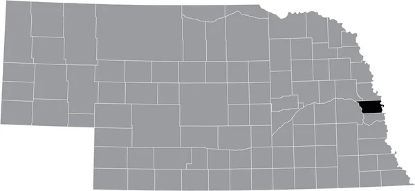 Abd Nin Nebraska Eyaletinin Gri Haritasında Douglas County Nin Siyah — Stok Vektör