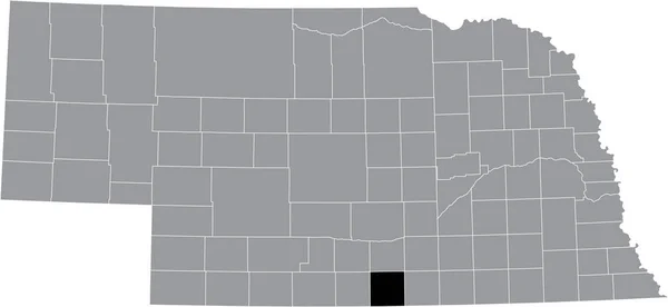 美国内布拉斯加州富兰克林县灰色地图内的黑色醒目位置图 — 图库矢量图片
