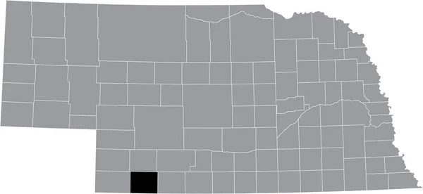 美国内布拉斯加州Hitchcock县灰色地图内的黑色醒目位置图 — 图库矢量图片