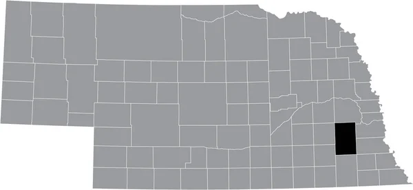 Abd Nin Nebraska Eyaletinin Gri Haritasında Lancaster County Nin Siyah — Stok Vektör