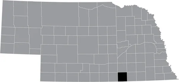 ネブラスカ州の灰色の地図の中のパーキンス郡の黒いハイライトされた場所 — ストックベクタ
