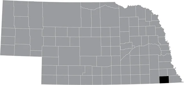 Mappa Dettagliata Nera Della Contea Pawnee All Interno Della Mappa — Vettoriale Stock