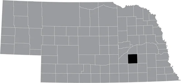 ネブラスカ州の灰色の地図の中のヨーク郡の黒いハイライトされた場所 — ストックベクタ