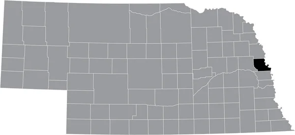 联邦内布拉斯加州华盛顿县灰色地图内的黑色醒目位置图 — 图库矢量图片