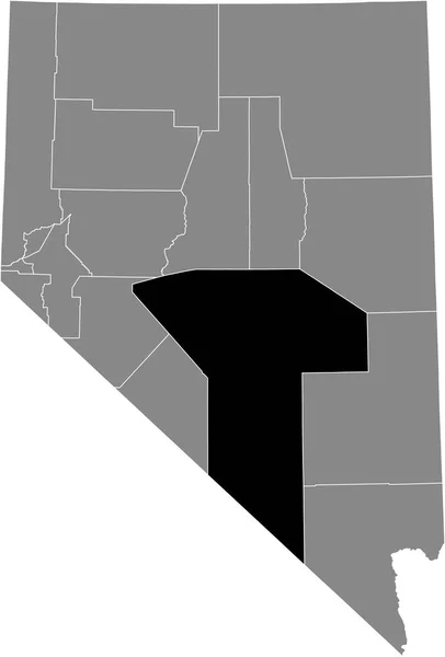 Zwart Gemarkeerde Kaart Van Locatie Van Nye County Grijze Kaart — Stockvector