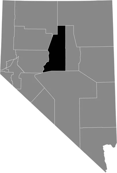 ネバダ州の灰色の地図の中のランダー郡の黒いハイライトされた場所 — ストックベクタ