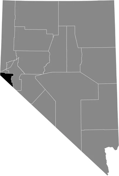 Nevada Federal Eyaleti Nin Gri Haritasında Douglas County Nin Siyah — Stok Vektör