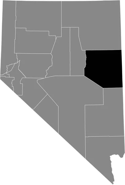 Zwart Gemarkeerde Kaart Van Locatie Van White Pine County Grijze — Stockvector