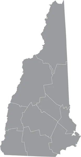 Carte Vectorielle Grise État Fédéral New Hampshire États Unis Avec — Image vectorielle