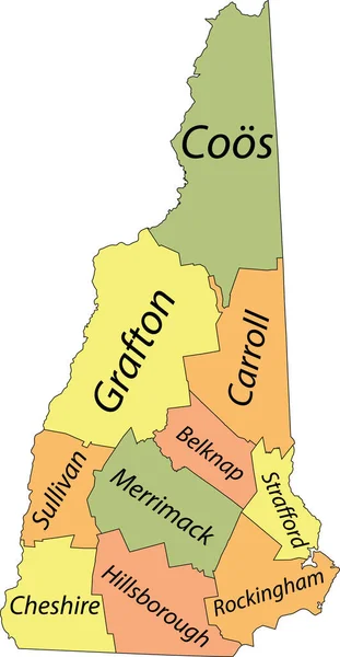 Pastel Vektor Karta Över Delstaten New Hampshire Usa Med Svarta — Stock vektor