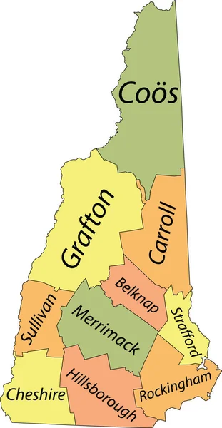 Pastelová Vektorová Mapa Federálního Státu New Hampshire Usa Černými Okraji — Stockový vektor